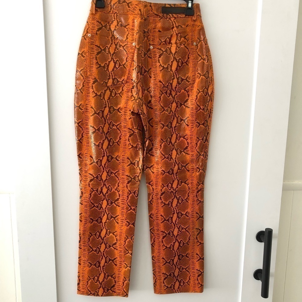 Grlfrnd Orange Snake Print Leather Straight Leg Pants 26 - Picture 5 of 13